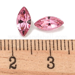 ガラスラインストーンカボション  尖ったバック＆バックメッキ  多面カット  馬の目  ローズ  8x4x3mm&nbsp;RGLA-L029-12A-209