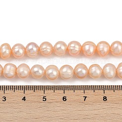 天然養殖淡水パールビーズ連売り  ポテト  グレード2a+  ピンク  7~8mm  穴：0.7mm  約54~55個/連  14.09~14.37インチ（35.8~36.5cm）&nbsp;PEAR-I007-07X-09B