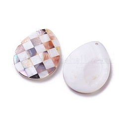 モザイク模様シェル大きなペンダント  ティアドロップ  52~54x39~40x6~7.5mm  穴：2mm&nbsp;SSHEL-L012-06