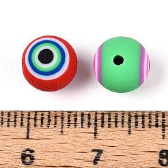 手作り樹脂粘土ビーズ  目でラウンド  ミックスカラー  8.2mm  穴：1.2~1.6mm&nbsp;CLAY-T022-05M