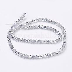 電気メッキガラスビーズセット  半分メッキ  ファセット（32ファセット）  ラウンド  銀メッキ  4mm  穴：1mm  約87~93個/連  32~33cm&nbsp;EGLA-J042-4mm-H02