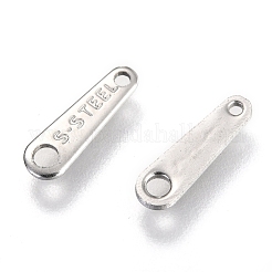 変色しにくい201ステンレススチールリンクコネクター  単語s-steelのティアドロップ  ステンレス鋼色  10x3x0.6mm  穴：1.5mmと0.9mm&nbsp;STAS-H143-18P