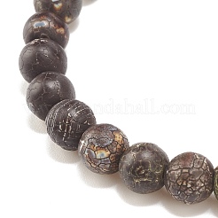 ラウンド ナチュラル アゲート ストレッチ ビーズ ブレスレット  内径：2-1/8インチ（5.3cm）  ビーズ：8mm&nbsp;BJEW-JB08196-03