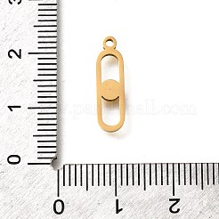 304ステンレススチールラインストーンオーバルペンダント  手作業による研磨切断  イオンプレーティング（ip）  ゴールドカラー  17.3x5x1.5mm  穴：1.2mm&nbsp;STAS-Q348-29G