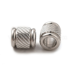変色しない201ステンレススチールヨーロピアンビーズ  大穴ビーズ  コラム  ステンレス鋼色  8x7mm  穴：4.3mm&nbsp;STAS-M089-02P