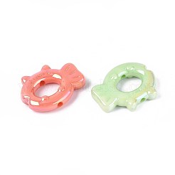 UVメッキ不透明アクリルビーズフレーム  虹色の  魚  ミックスカラー  31~31.5x31x7mm  穴：3mm&nbsp;OACR-T028-75