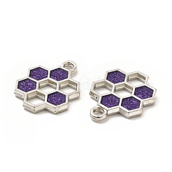 合金エナメルチャーム  ハニカムチャーム  プラチナ  ミックスカラー  19x15x1.5mm  穴：2mm&nbsp;ENAM-J650-06P