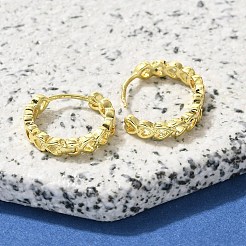 真鍮クリアキュービックジルコニアフープピアス  中空の心  18KGP本金メッキ  17x3.8mm&nbsp;EJEW-M047-18G