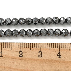 非磁性合成ヘマタイトビーズ連売り  多面カット  ラウンド  4mm  穴：1mm  約111個/連  15.55''（39.5センチメートル）&nbsp;G-I365-16A