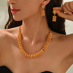 女性用ヴィンテージ合金フラワーイヤリング＆ネックレスセット  ゴールドカラー  ネックレス：22.05インチ（56cm）&nbsp;CD6749