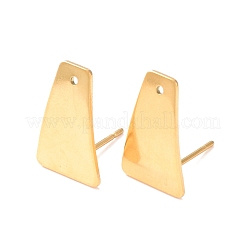 201 ステンレス スタッド イヤリング  304ステンレスピン付き  台形  ゴールドカラー  16x12mm  穴：1mm  ピン：0.7mm&nbsp;STAS-B035-06G