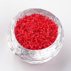 不透明なガラスラッパビーズ  レッド  1~2x1.5~2mm  穴：0.5mm  約100 G /袋  約5000個/袋&nbsp;SEED-R043-01