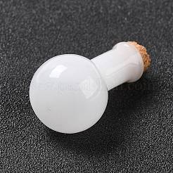 ガラスチャーム  木製のボトルストッパーとプラチナ合金ループ付き  球根形  ホワイト  34x18mm  穴：2mm&nbsp;LS-GLAA-P053-01A-05