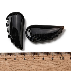 天然の黒縞瑪瑙（染色・加熱）ペンダント  翼のチャーム  43~43.5x20~20.5x18~18.5mm  穴：1.5mm&nbsp;G-F820-01G