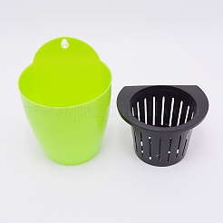 壁掛けプラスチックプランターコンテナ花瓶  家の装飾に最適  コラム  緑黄  10.7x13.5x9cm  穴：7.5x12mm&nbsp;AJEW-WH0155-56A