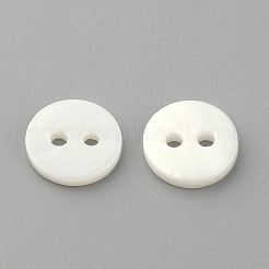 2  - 正孔淡水貝ボタン  フラットラウンド  貝殻色  10x1.5~2mm  穴：1.5mm&nbsp;LS-BUTT-S020-23-10mm