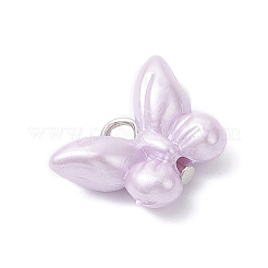不透明アクリル模造真珠ビーズペンダント  蝶  プラチナ  14.5x19x6mm  穴：2.5mm&nbsp;PALLOY-JF04296-01