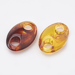 アクリルのリンク  模造琥珀  オーバル  ダークオレンジ  33x22x9.5mm  穴：6mm  約155個/500g&nbsp;OACR-N001-14