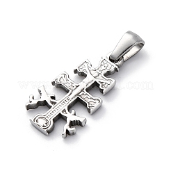 304ステンレスペンダント  カラバカクロスチャーム  変色防止  ステンレス鋼色  23x13x2mm  穴：5.5x2.5mm&nbsp;STAS-U043-17P