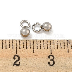変色しない201ステンレススチールチャーム  丸いチャーム  ステンレス鋼色  6x3x3mm  穴：1.6mm&nbsp;STAS-O004-09A-P