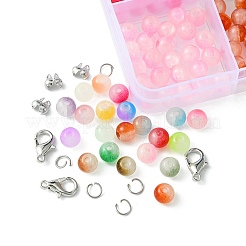 DIY 模造翡翠ガラス 丸ビーズブレスレット 作成キット  ミックスカラー  6mm  穴：1mm  7色  25個/カラー  175pc&nbsp;DIY-FS0006-19