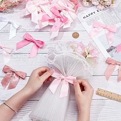 75個5色のポリエステル製蝶結び  鉄線ツイストタイ付き  DIYギフト包装結婚式のキャンディーパーティーの装飾のために  ミックスカラー  100x87x6.5mm  15個/カラー&nbsp;AJEW-AR0005-15