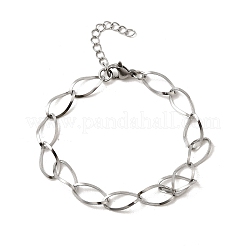 女性用304ステンレススチールリンクチェーンブレスレット  ステンレス鋼色  6-3/4インチ（17cm）&nbsp;BJEW-A051-02P