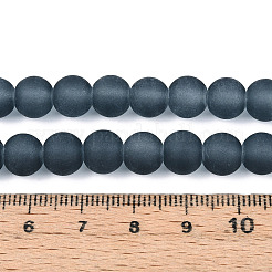 曇った透明ガラスビーズ連売り  ラウンド  ティール  8mm  穴：1.3mm  約99個/連  12.36''（31.4センチメートル）&nbsp;GLAA-S031-8mm-12-01
