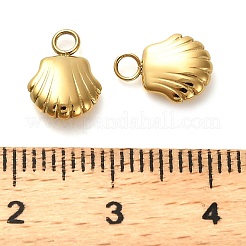 304ステンレススチールチャーム  シェルチャーム  ゴールドカラー  10.5x7.5x3mm  穴：2mm&nbsp;STAS-H438-14G