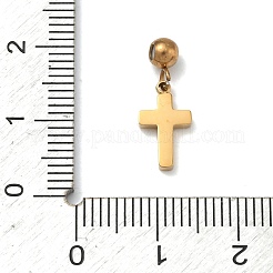 304ステンレスペンダント  ゴールドカラー  クロス  17mm  穴：1.2mm  ペンダント：12x7x2mm&nbsp;STAS-K323-01G-G
