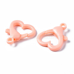 不透明なアクリルカニカン  ハート  ライトサーモン  26.5x22x6.5mm  穴：3mm&nbsp;SACR-T358-02K
