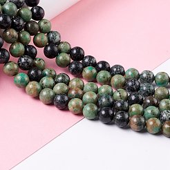 ナチュラルグリーンラインジャスペビーズ連売り  ラウンド  8mm  穴：1.2mm  約48~49個/連  15.67~15.94インチ（39.8~40.5cm）&nbsp;G-K317-A15