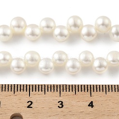 天然養殖淡水パールビーズ連売り  トップ掘削  半円  古いレース  5~6mm  穴：0.5mm  約47個/連  8.66インチ（22cm）&nbsp;PEAR-A006-20