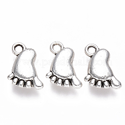 合金のチベット風チャーム  赤ちゃんの足  カドミウムフリー＆鉛フリー  アンティークシルバー  15x9x3mm  穴：1.8mm  約1030個/1000g&nbsp;TIBEP-S319-086AS-RS