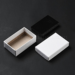 テクスチャ ペーパー ネックレス ギフト ボックス  中にスポンジマット付き  長方形  ホワイト  8.1x5.1x2.7cm  内径：4.6x7.3cm  深さ：2.5cm&nbsp;OBOX-G016-C04-A