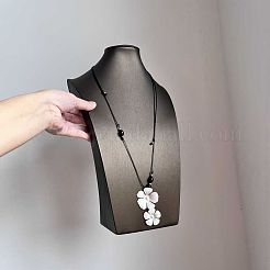 真鍮樹脂製フラワーペンダント、調節可能な黒色フェイクレザーコードネックレス（女性用）  ホワイト  19.69~27.56インチ（50~70cm）&nbsp;WGF4AF0-01