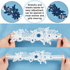 Ahademaker 2 セット 2 スタイル レース弾性 & ポリエステル レース ブライダル ガーター  花柄  プラスチックパールビーズ付き  女性の結婚式の服のアクセサリー  ミックスカラー  370~405x26~100mm  1セット/スタイル&nbsp;AJEW-GA0004-75