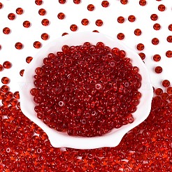 透明な色のガラスシードビーズ  ロンデル  丸い穴  ファイヤーブリック  6~6.5x3mm  穴：1.2~1.4mm  約2500個/ポンド&nbsp;SEED-N007-39A-05