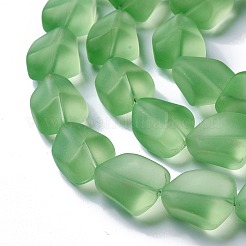透明なすりガラスビーズ連売り  ナゲット  薄緑  15x12x9.5mm  穴：1mm  約40個/連  23.62''（60センチメートル）&nbsp;FGLA-S001-02B