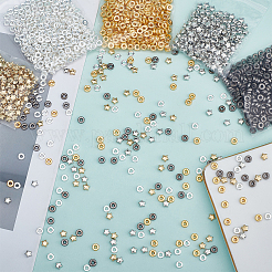 500個2色ccbプラスチックビーズ  スター  1200個のccbプラスチックビーズ  フラットラウンド  ミックスカラー  6x6x3mm  穴：1.5mm&nbsp;CCB-ME0001-07