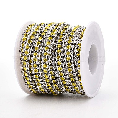 鉄ラインストーンカップチェーン  スプールで  銀  ゴールド  8.5x3mm  約14.99フィート（4.57m）/ロール&nbsp;CH-T006-04S-07-1