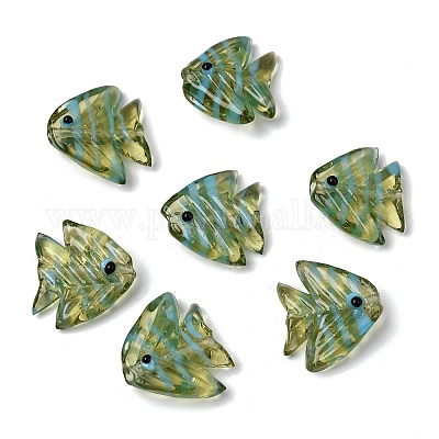 手作りランプワークビーズ  魚  ダークオリーブグリーン  22.5~23x20~21.5x7.5~8.5mm  穴：1.6mm&nbsp;LAMP-H073-01A-1