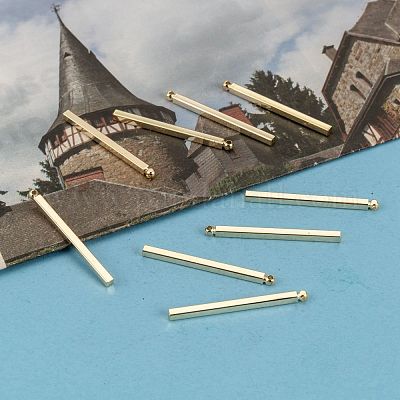 真鍮チャーム  ラックめっき  長方形  ライトゴールド  30x2x2mm  穴：1mm&nbsp;KK-D510-02KCG-1