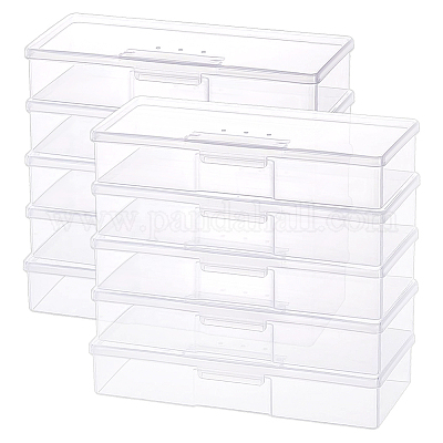 プラスチックビーズ容器10個  長方形  透明  19.2x7.8x3.9cm&nbsp;CON-BC0007-83-1