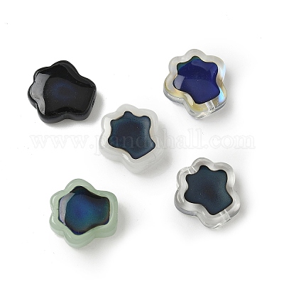 ガラスビーズ  温度感知色変化ビーズ  花  ミックスカラー  13.5x13.5x5mm  穴：1.3mm&nbsp;GLAA-P072-02-1
