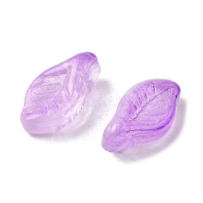 ガラスビーズ  葉  ライラック  12x6.5x5mm  穴：0.8mm&nbsp;GLAA-D303-08O-1