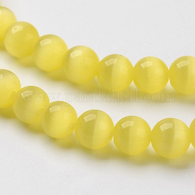 キャッツアイビーズ  ラウンド  きいろ  10mm  穴：0.8mm  約39個/連  15インチ&nbsp;CER10mm16-1