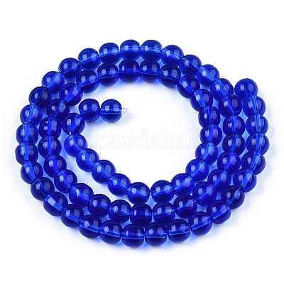 透明ガラスビーズ連売り  ラウンド  藤紫色  4~4.5mm  穴：0.8mm  約97~99個/連  14.76インチ〜14.96インチ（37.5~38cm）&nbsp;GLAA-T032-T4mm-16-1