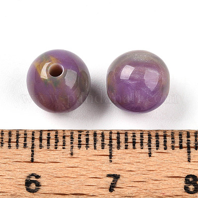 樹脂ビーズ  ラウンド  ツートン  アザミ  8mm  穴：2mm&nbsp;RESI-YW0004-28A-07-1