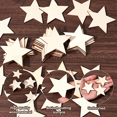 ウッドカボション  スター  バリーウッド  50x50x3mm  120pc&nbsp;WOOD-SP0001-24C-1